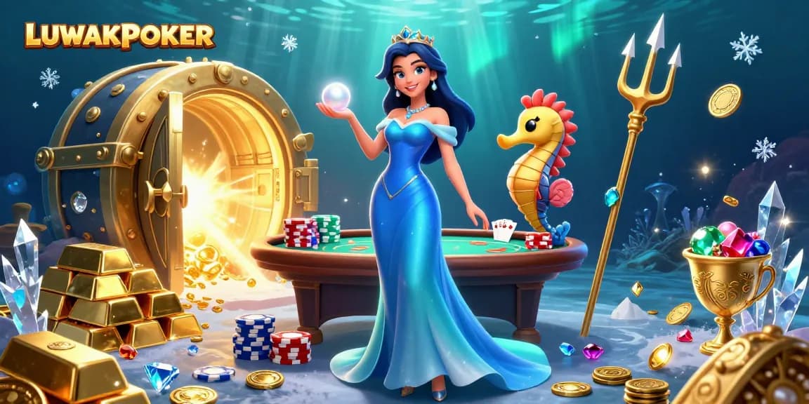 Join LUWAKPOKER for exciting poker adventures with a glowing treasure backdrop.
