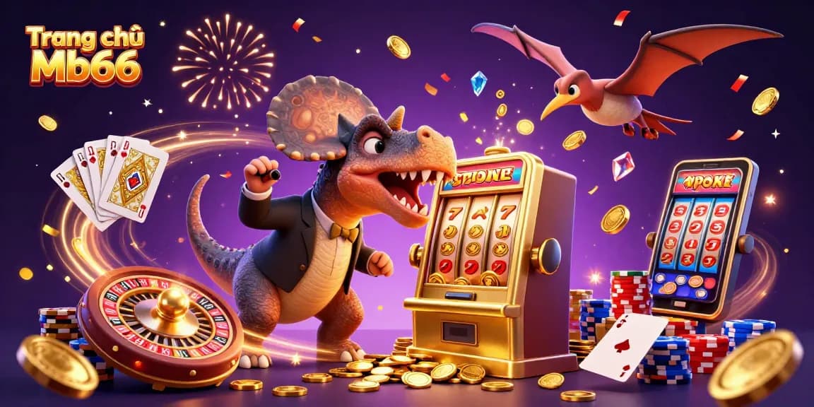 Experience the excitement of Trang chủ Mb66 as a dinosaur scores a jackpot from a golden slot!
