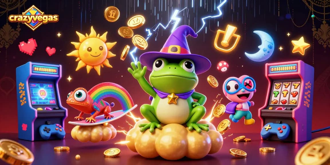 Catch exciting wins at crazyvegas with spinning slots and dazzling coin storms from this vibrant 3D scene.