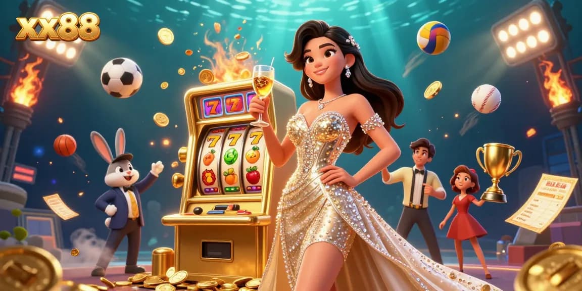 Experience the excitement of winning with xx88 at a glamorous casino with jackpot elements and dynamic sports visuals.
