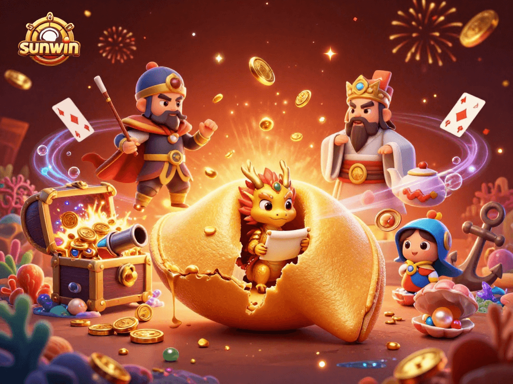 Win big with sunwin in a vibrant 3D casino adventure featuring dynamic characters and treasures.