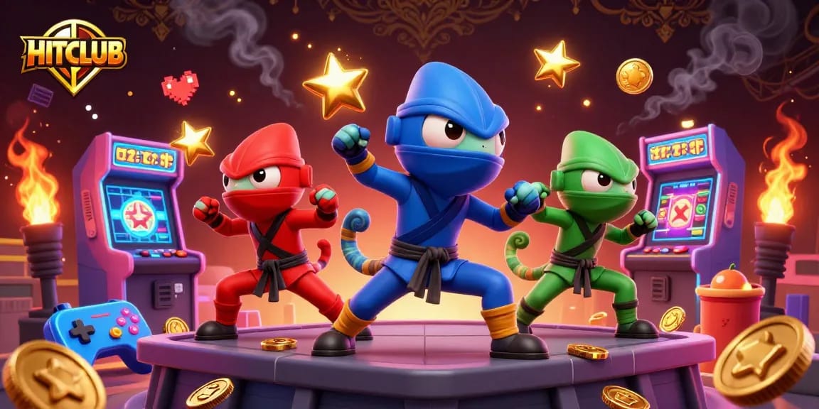 Experience the excitement of HITCLUB with vibrant chameleons in a thrilling gaming scene.