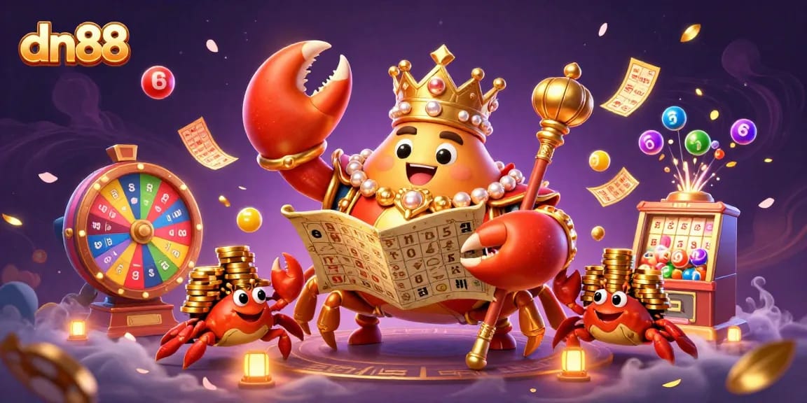 Engage with vibrant games at dn88 through dynamic lottery balls and golden treasures in a colorful casino realm.