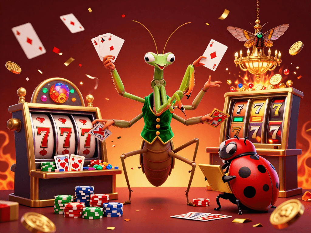 Experience the excitement of sky88w with 3D cartoon characters in a vibrant casino scene.