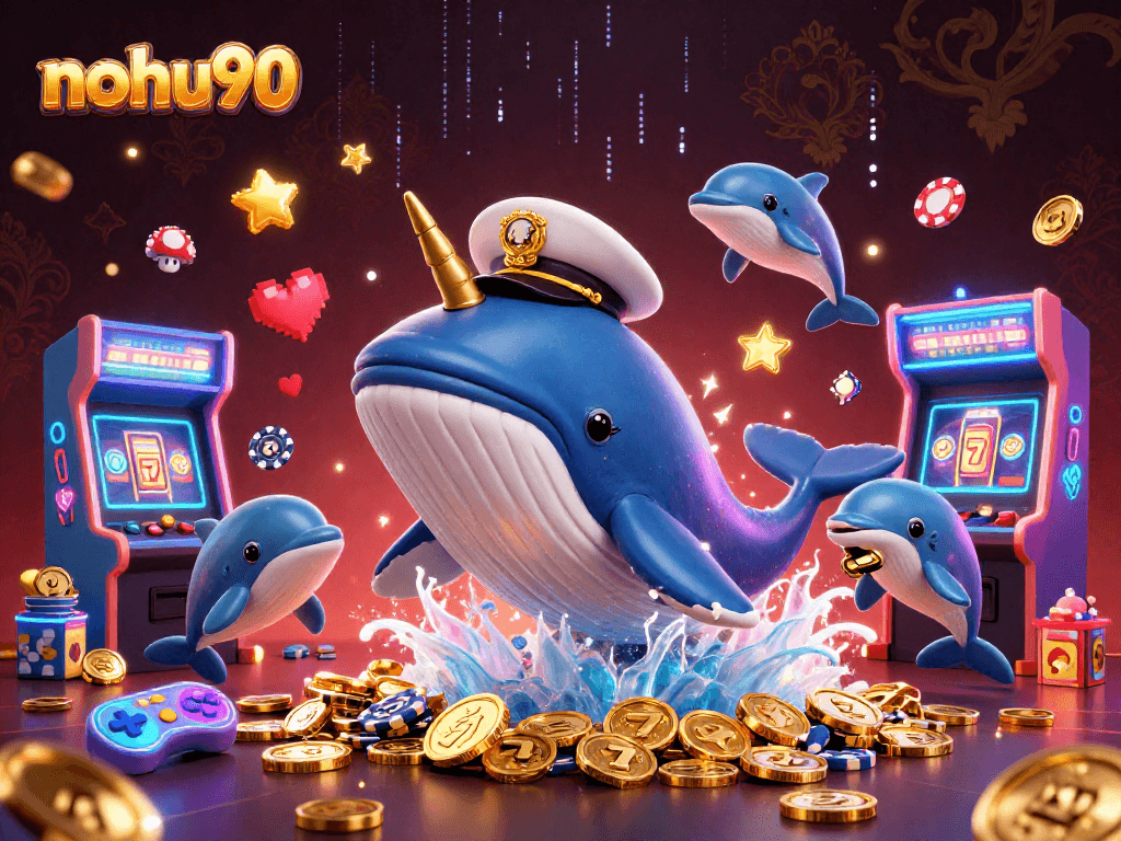 Nohu90 engages players with big wins in a vibrant 3D cartoon casino scene.