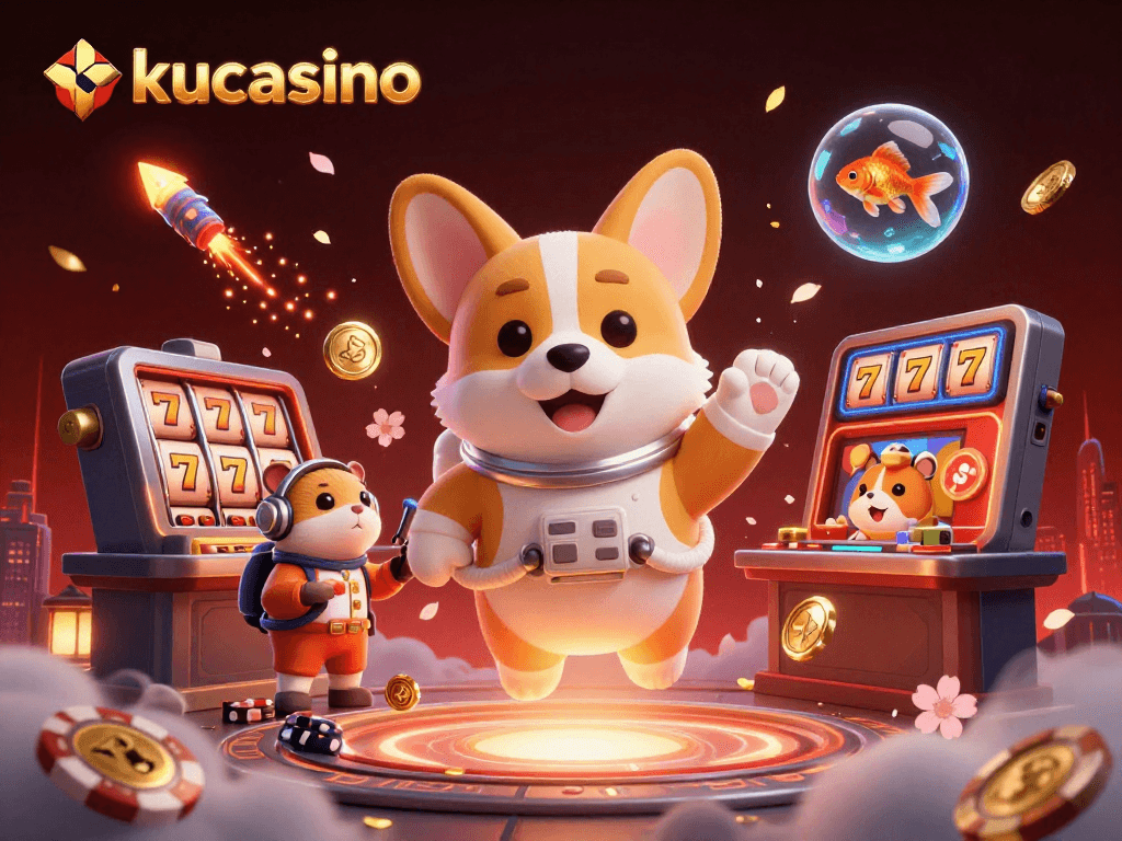 Experience the excitement of gaming at kucasino with cosmic characters in a vibrant casino scene.