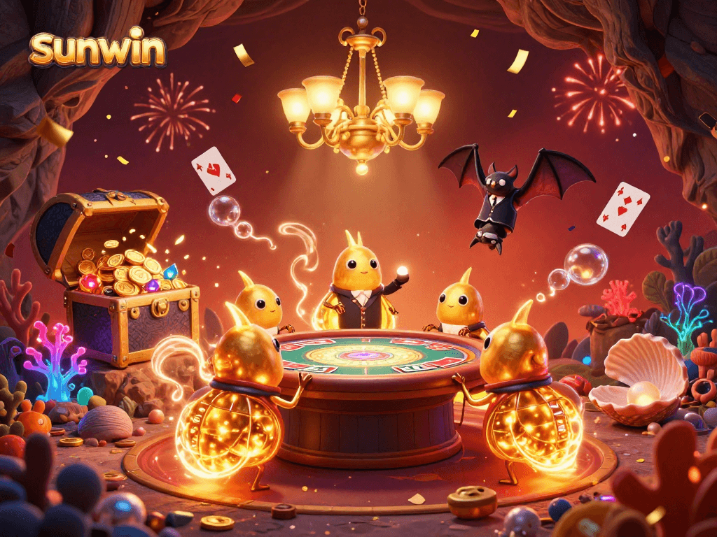 Experience the thrill of sunwin as glowworms light up an exciting cave casino atmosphere.