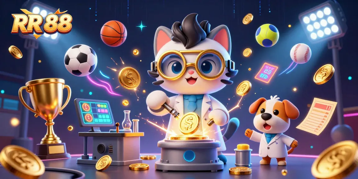 Experience RR 88's thrilling sports betting action featuring 3D characters in a vibrant casino scene.