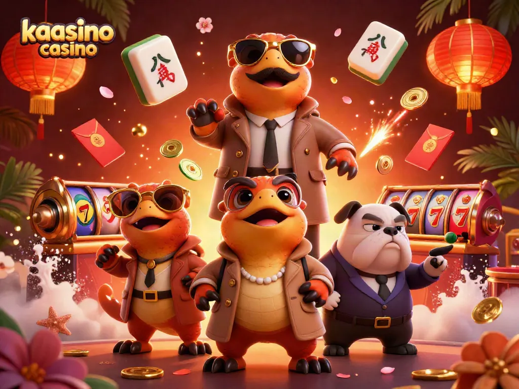 Experience the thrill of kaasino casino in this vibrant 3D illustration of cartoon raptors at the VIP lounge.