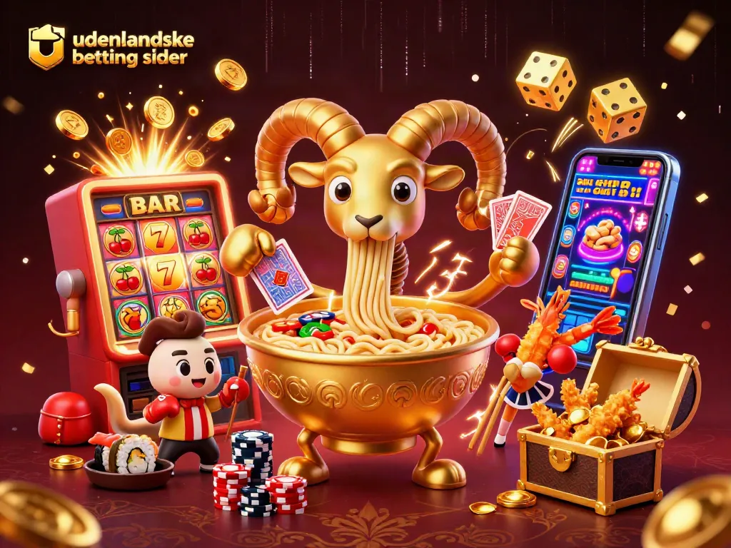 Engage with udenlandske betting sider in vibrant 3D casino illustration filled with characters and gaming action.