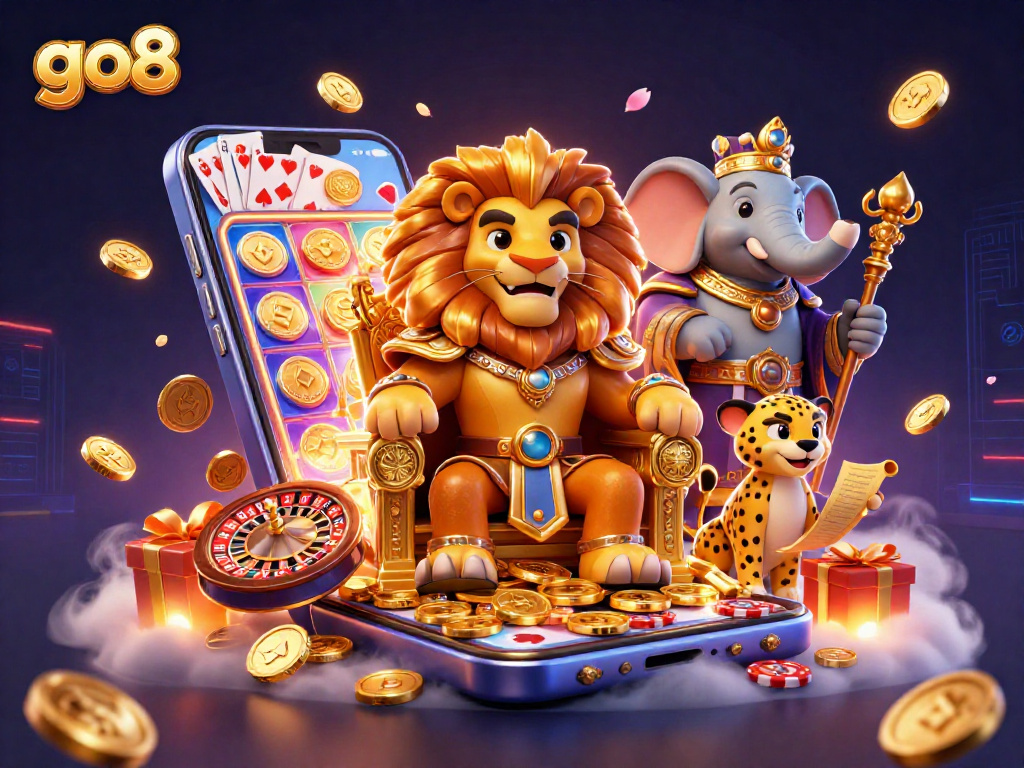 Join the fun at go8 with thrilling casino games amidst royal characters and sparkling elements!