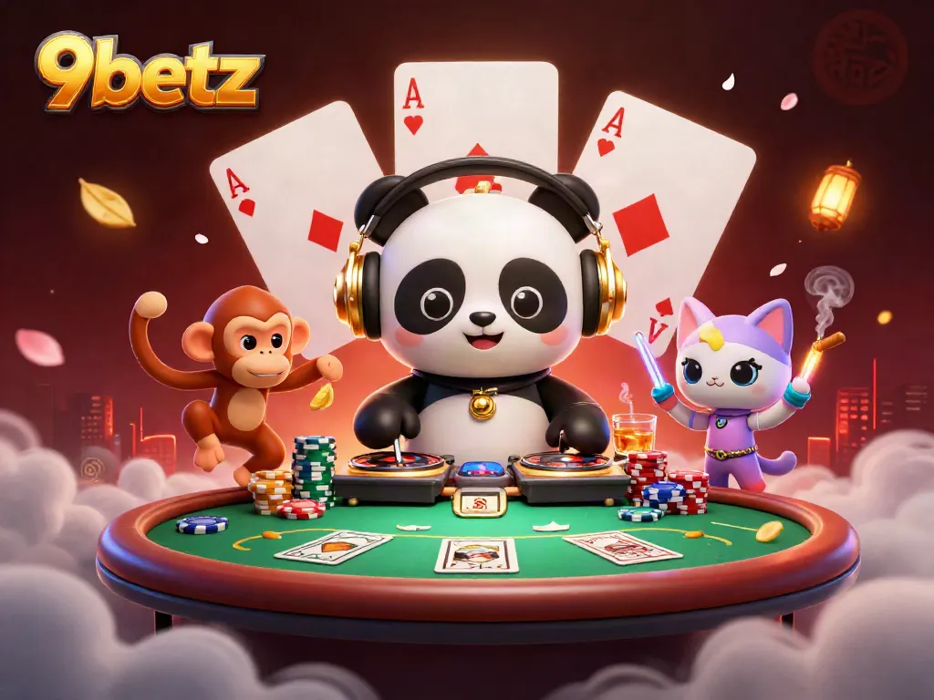 Engage in thrilling games at 9betz with vibrant 3D characters showcasing casino excitement and dynamic action.