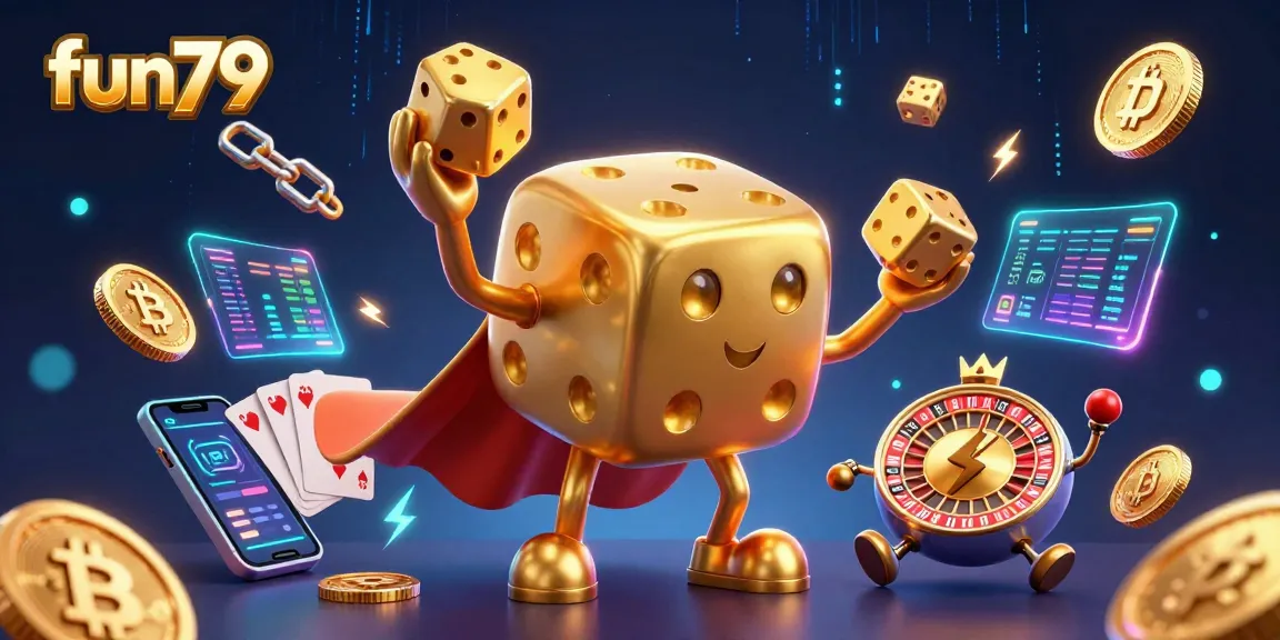 fun79 players engaging with exciting online games in a colorful, dynamic casino scene featuring digital crypto elements.