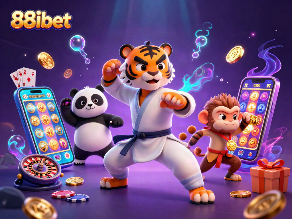Experience thrilling gameplay with 88ibet as a kung fu tiger leads a dynamic casino adventure.