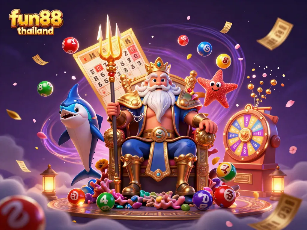 Experience the excitement of fun88 thailand with cartoon Neptune and vibrant game elements