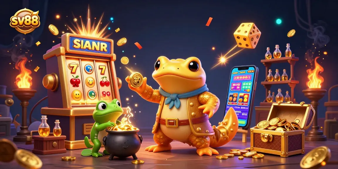 Experience the magic of sv88 as golden coins burst from a slot machine, featuring enchanted characters in 3D.