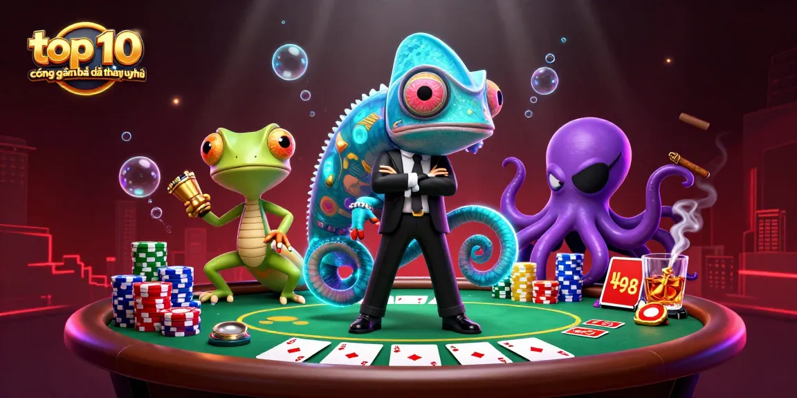 Experience thrilling gameplay with the top 10 cổng game bài đổi thưởng uy tín, featuring poker action and vibrant characters.