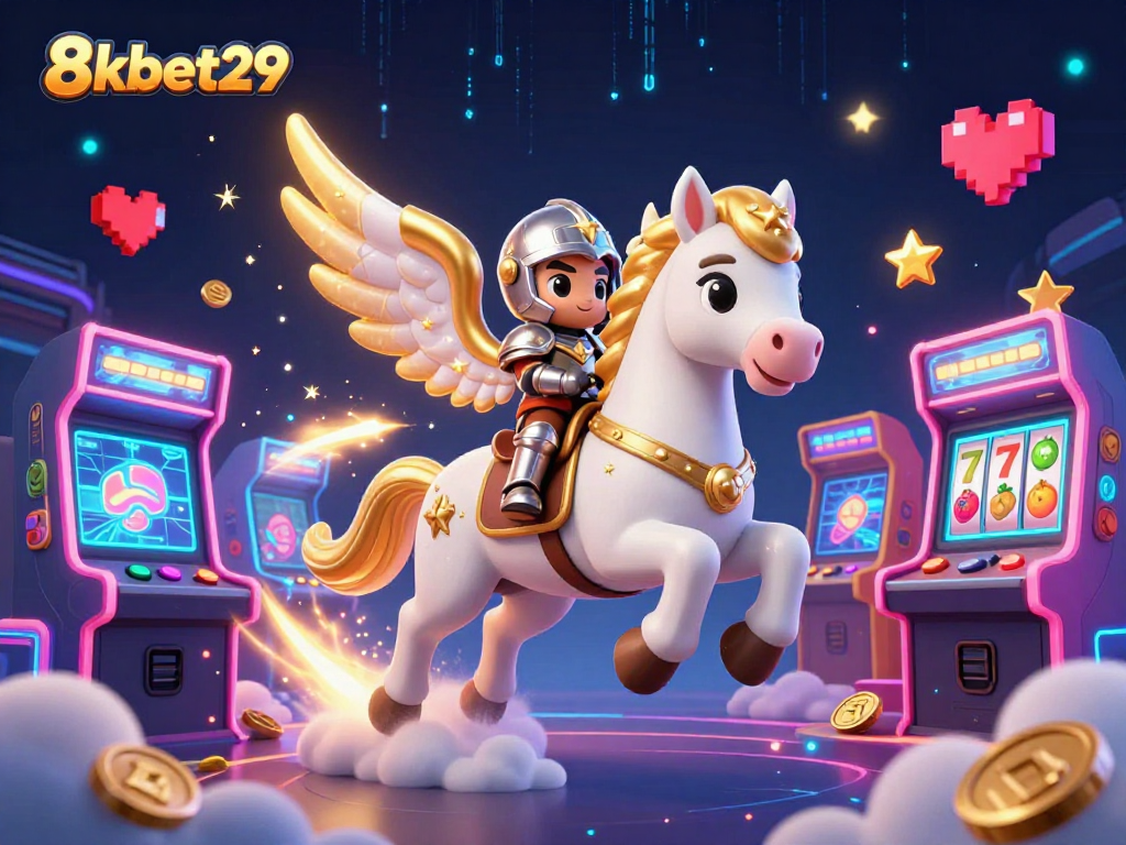 Experience thrilling gameplay at 8kbet29 with a dynamic 3D visual of gaming and casino elements.