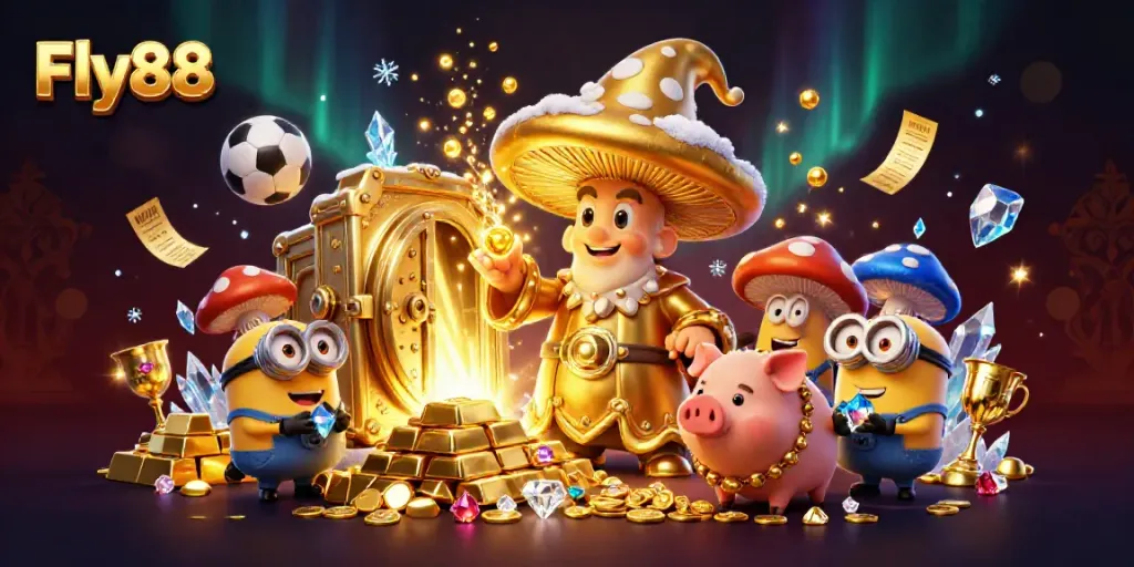 Experience exhilarating gaming action at Fly88 with vibrant characters and dazzling treasures.