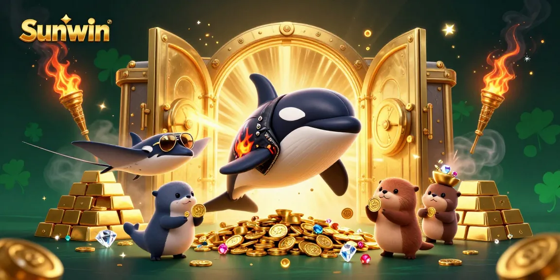 Sunwin offers engaging casino experiences with sea otters, an orca whale, and treasure elements in vibrant gameplay.
