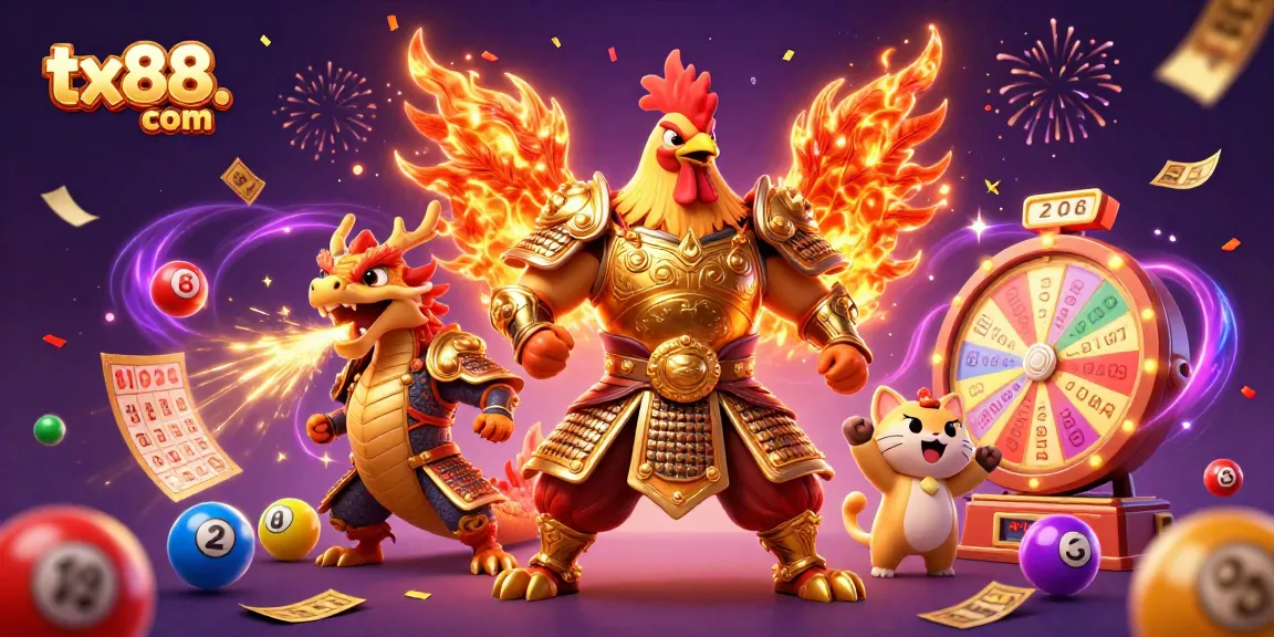Experience excitement at tx88. com with vibrant 3D gambling characters and dynamic game elements in a thrilling casino scene.