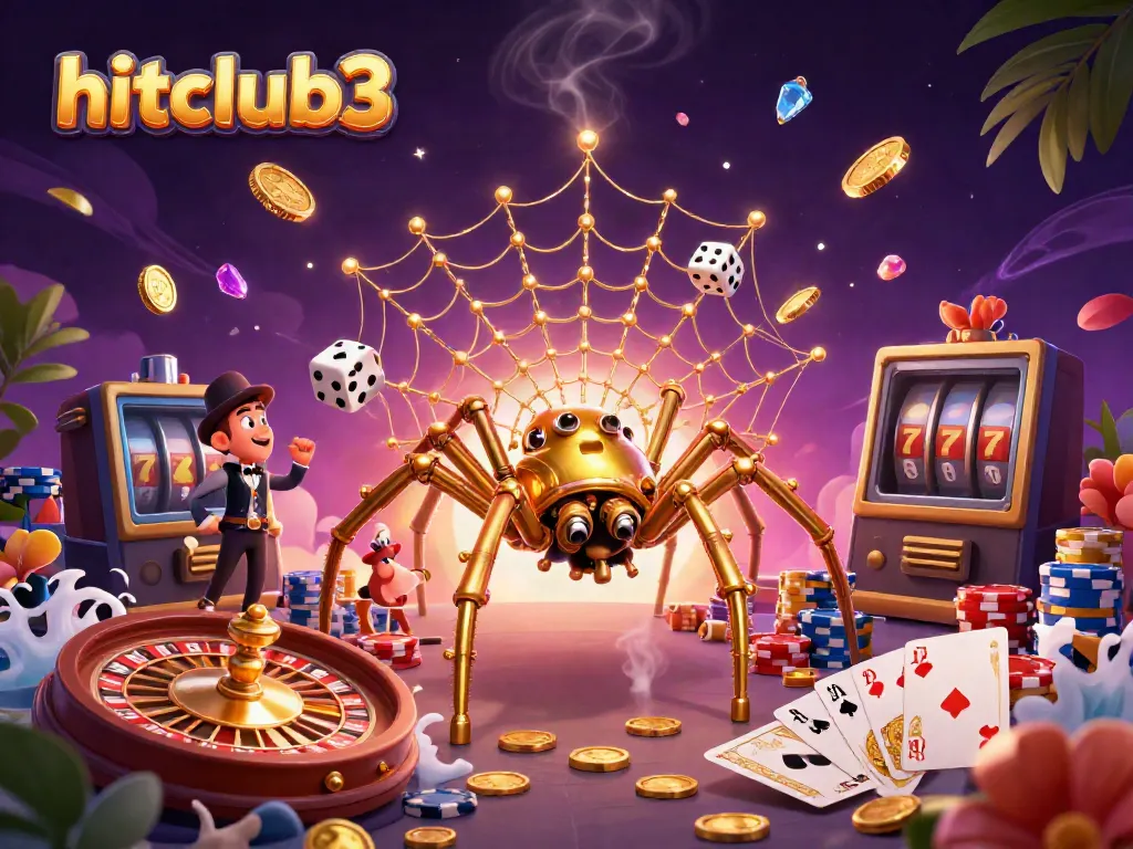 Engage in thrilling play at hitclub3 with dynamic casino imagery featuring a steampunk spider and a fly gentleman.