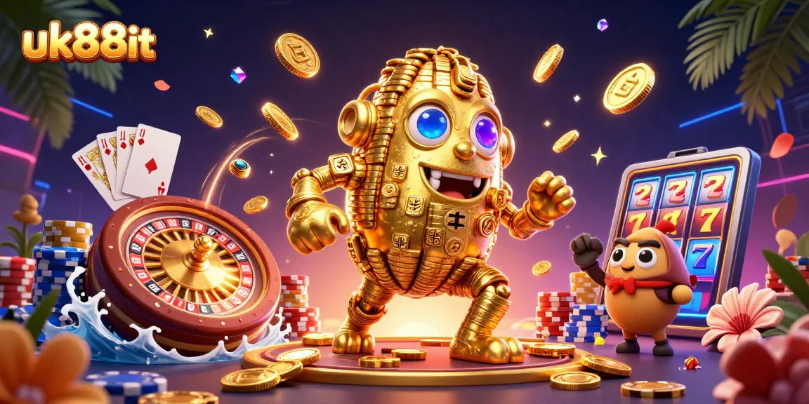 Experience winning gameplay with uk88it featuring captivating casino elements and golden golem.