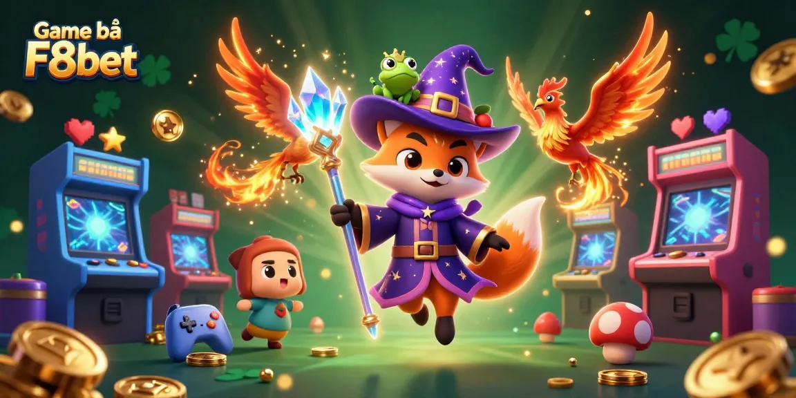Engage with Game bài F8bet through a magical casino illustration featuring enchanted characters and dynamic game elements.