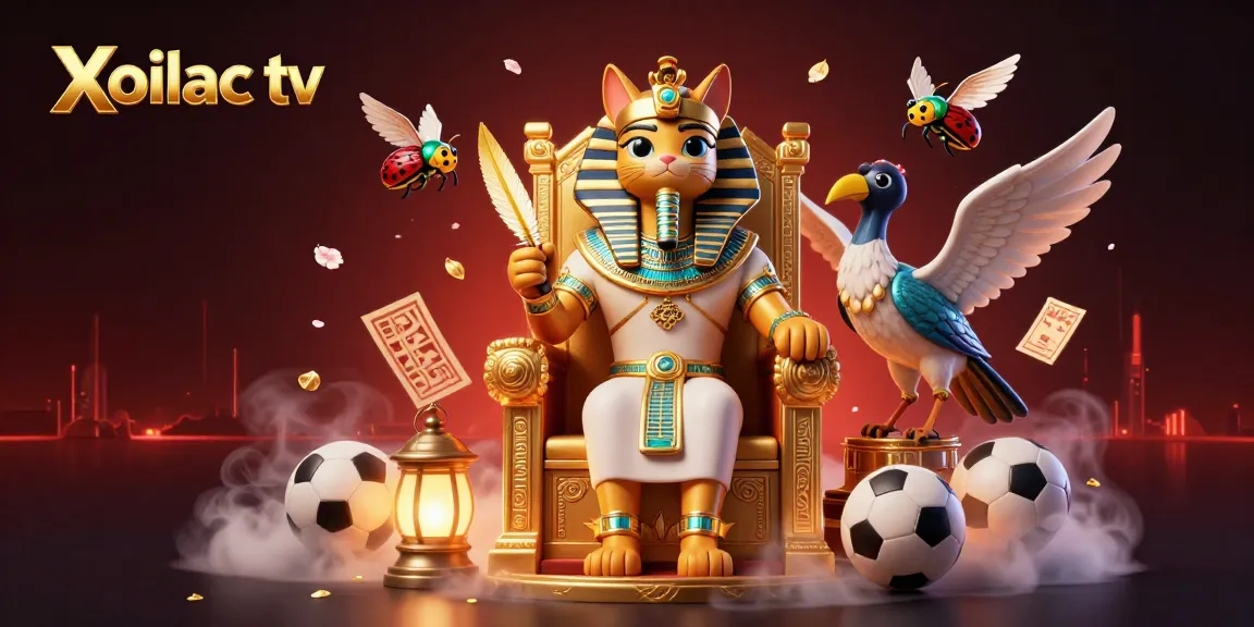 Xoilac tv offers dynamic sports betting with engaging visuals of trophies and sports elements.