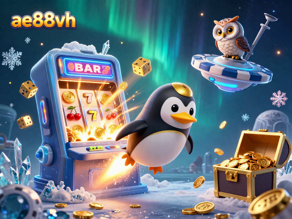 Experience thrilling gameplay with ae888vh at the jackpot explosion scene featuring a golden penguin!