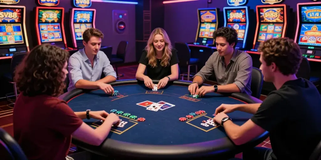 Players enjoying interactive games at https://playsv88.net/ in a vibrant virtual casino environment.