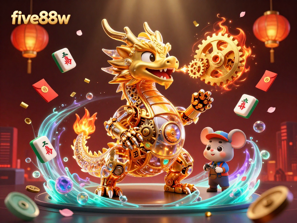Experience the thrill of five88w with a vibrant and dynamic casino scene featuring a golden dragon.