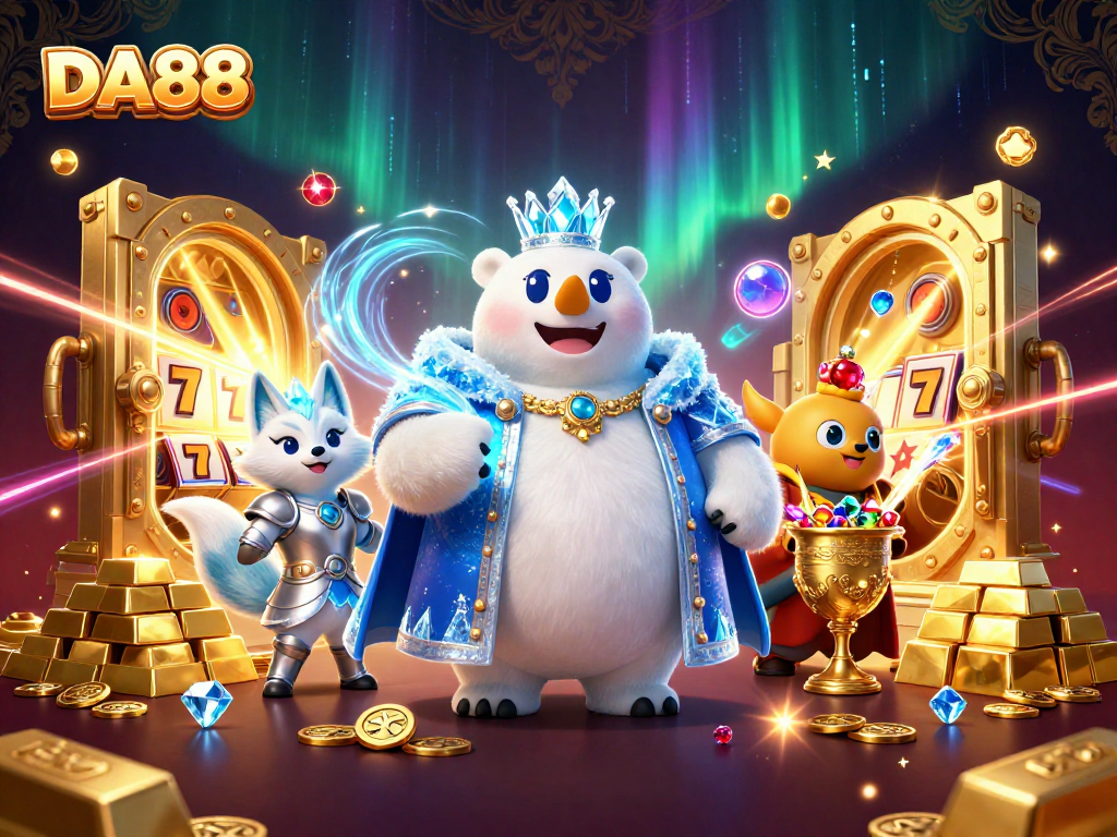 Engage with DA88's exciting casino experience featuring vibrant characters and treasures.