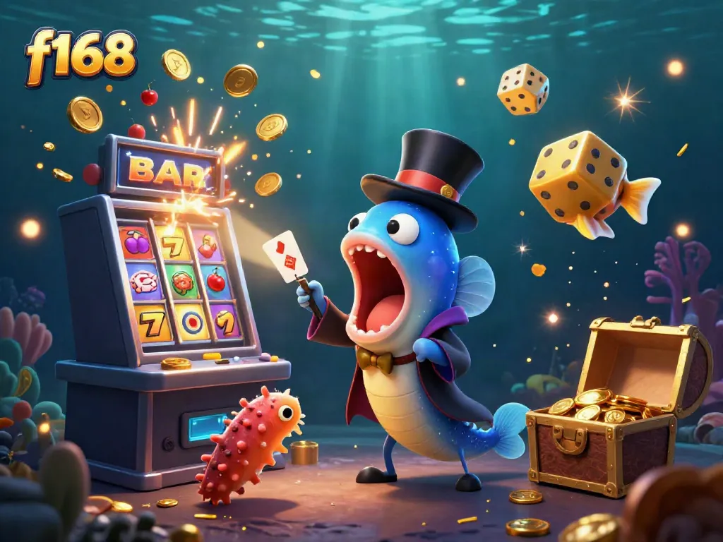 Experience f168's thrilling magic casino scene with vibrant games and enchanting characters.