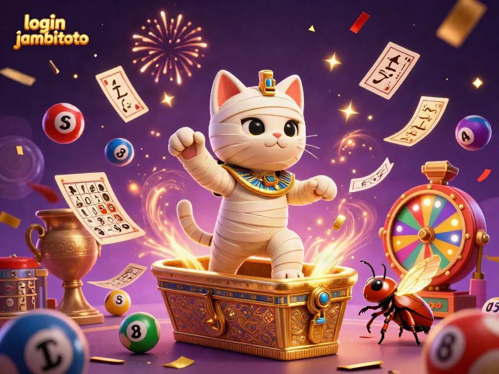 Join the excitement at login jambitoto with colorful lottery elements and a festive casino atmosphere.