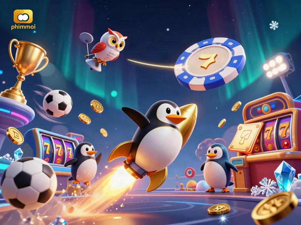 Experience phimmoi with a thrilling 3D penguin adventure in a dynamic casino space scene.