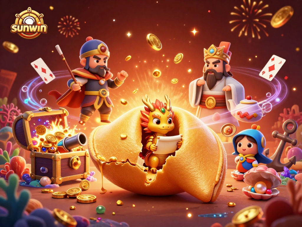 Win big with sunwin in a vibrant 3D casino adventure featuring dynamic characters and treasures.