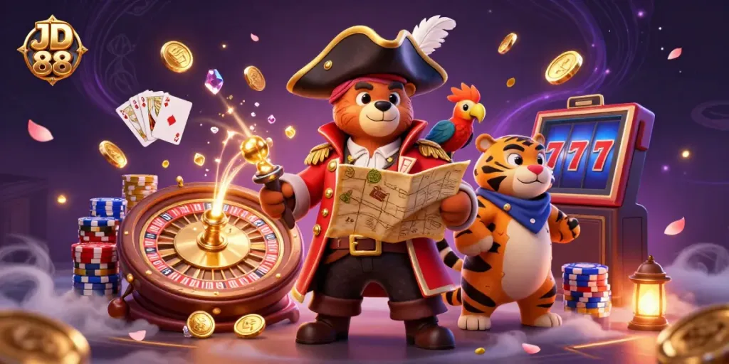 Experience thrilling winning moments at JD 88 with pirate-themed casino excitement.