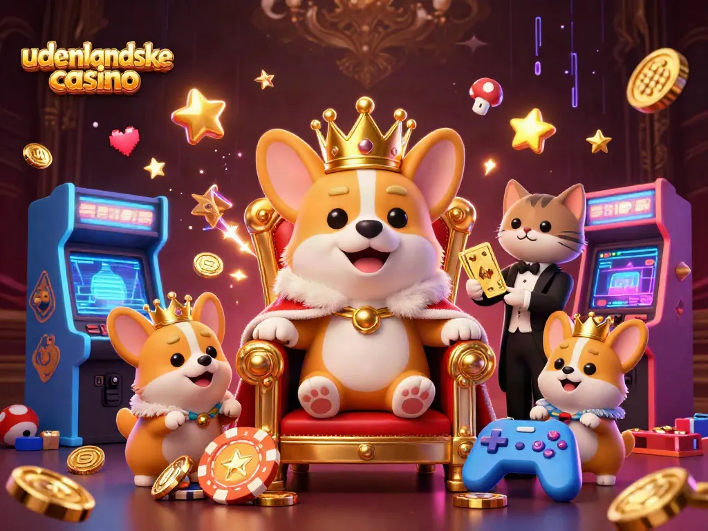 Experience exhilarating gaming action at udenlandske casino with royal corgis and vibrant arcade elements.
