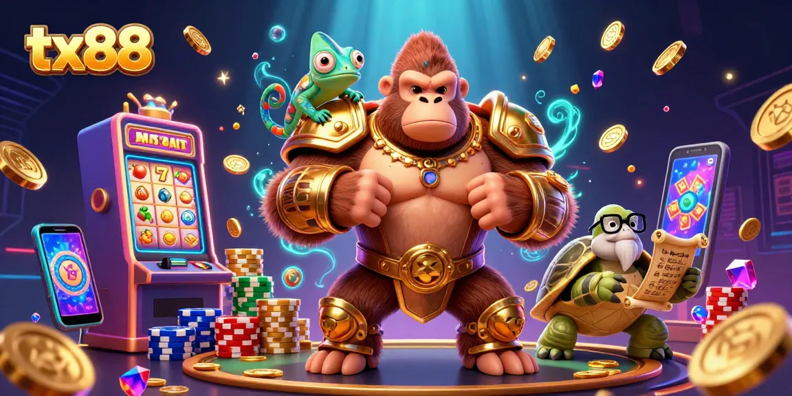 Experience the thrilling jackpot action of tx88 with vibrant 3D characters and slot machines.