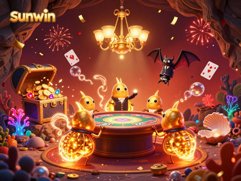 Experience the thrill of sunwin as glowworms light up an exciting cave casino atmosphere.