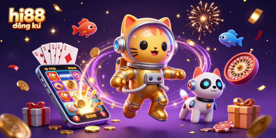 Experience the thrill of hi88 đăng ký with a colorful slot game showcase featuring casino elements.