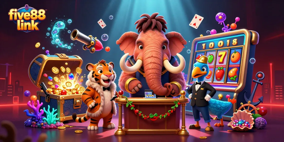 Engage in thrilling casino action with five88 link featuring colorful slot machines, vibrant characters, and stunning undersea decor.