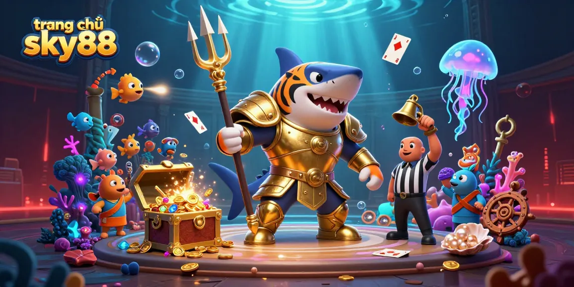 Experience the thrilling underwater world of trang chủ sky88 with vibrant 3D casino elements.