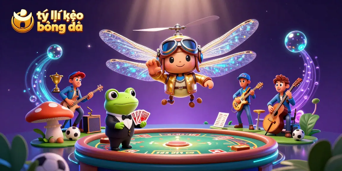 Bet on tỷ lệ kèo bóng đá in a vibrant scene with colorful gaming elements and characters.