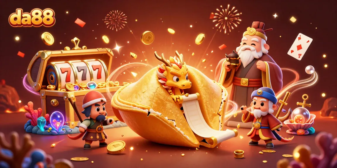Experience da88's thrilling casino adventure with a wise dragon amidst gold and fortune.