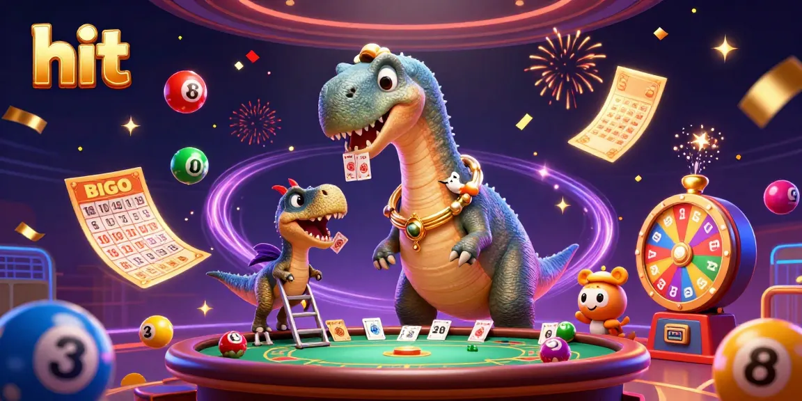 Engage with the vibrant gaming action at Hitclub with a lively casino scene featuring a giant brontosaurus!